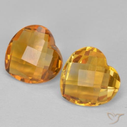 3.25 ctw Golden Citrine Gemstones, Citrine Gems in Heart Checkerboard (double sided) Shape for Sale.