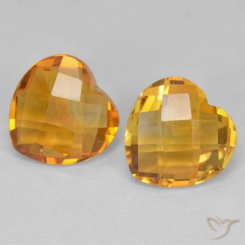 3.25 ctw Golden Citrine Stones, Natural Citrine in Heart Checkerboard (double sided) Shape for Sale