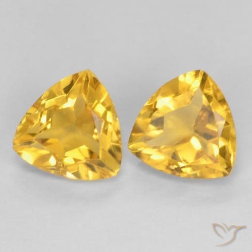 1.50 ctw Golden Citrine Stones, Natural Citrine in Trillion Facet Shape for Sale