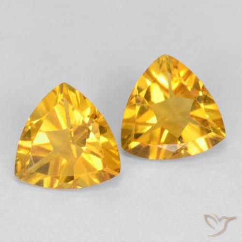 1.25 ct Yellow Citrine, 6.1 x 4.1 mm Trillion Cut From Brazil, Photo A