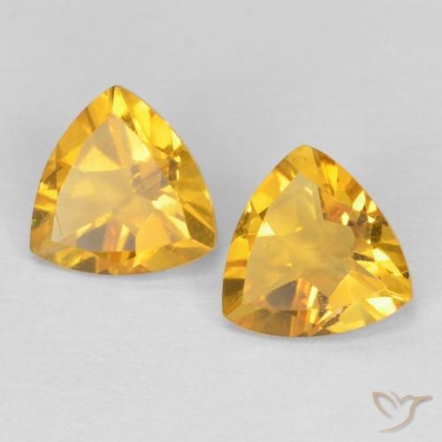 1.25 ctw Golden Citrine Stones, Natural Citrine in Trillion Facet Shape for Sale