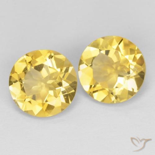 3.07 ctw Golden Citrine Stones, Natural Citrine in Round Facet Shape for Sale