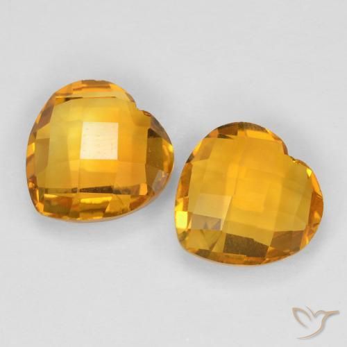3.43 ctw Golden Citrine Stones, Natural Citrine in Heart Checkerboard (double sided) Shape for Sale
