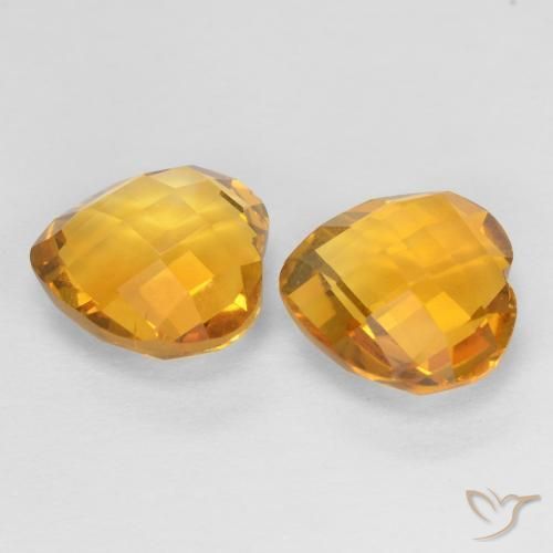 Citrine Gemstones in 8 x 8 mm (calibrated) Size for Sale, Citrine Stones in Medium Orange Color