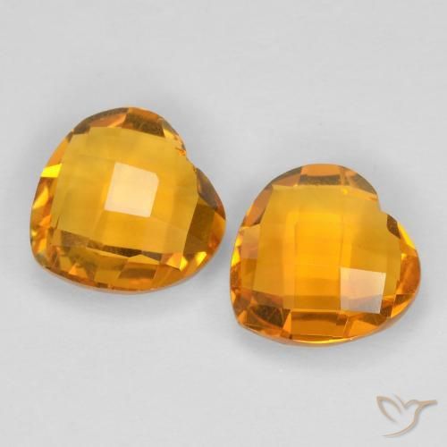 3.34 ctw Golden Citrine Stones, Natural Citrine in Heart Checkerboard (double sided) Shape for Sale