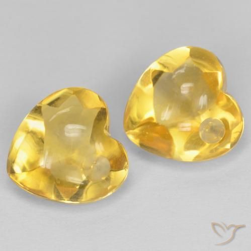 5.73 ctw Yellow Citrine Stones, Natural Citrine in Heart Buff-Top Shape for Sale