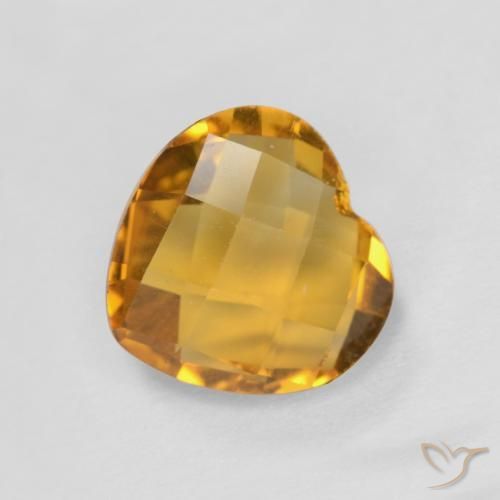 1.57 ct Golden Citrine Stone, Natural Citrine in Heart Checkerboard (double sided) Shape for Sale