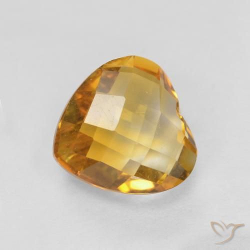 1.65 ct Golden Citrine Stone, Natural Citrine in Heart Checkerboard (double sided) Shape for Sale