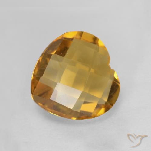 1.73 ct Golden Citrine Gemstone, Citrine Gem in Heart Checkerboard (double sided) Shape for Sale.