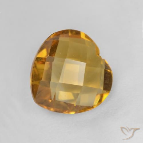 1.73 ct Golden Citrine Stone, Natural Citrine in Heart Checkerboard (double sided) Shape for Sale