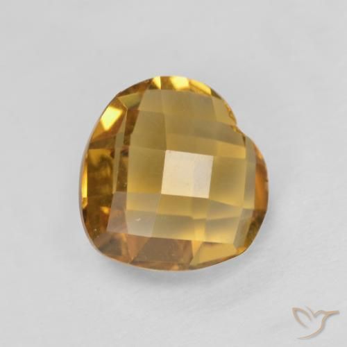 1.65 ct Golden Citrine Stone, Natural Citrine in Heart Checkerboard (double sided) Shape for Sale