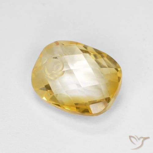 1.93 ct Golden Citrine Stone, Natural Citrine in Cushion Checkerboard (double sided) with Hole Shape for Sale