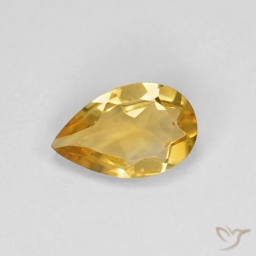 0.73ct Natural Deep Gold Citrine, Pear Shape, VVS-VS