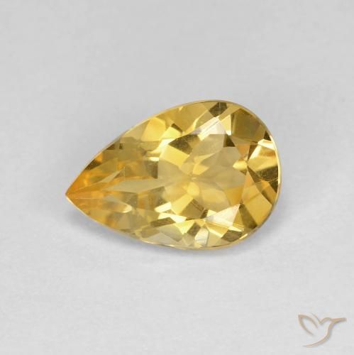 1.64ct Natural Medium Golden Citrine, Pear Shape, VVS