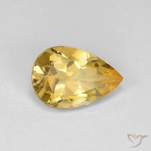 1.64 ct Golden Citrine Stone, Natural Citrine in Pear Facet Shape for Sale