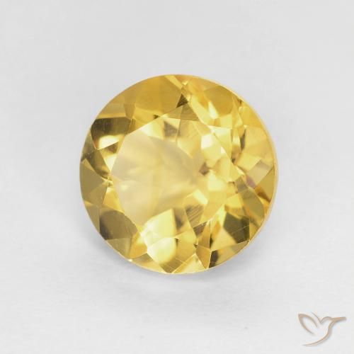 1.95 ct Yellow Citrine Stone, Natural Citrine in Round Facet Shape for Sale