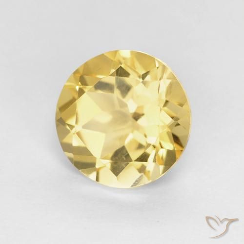 1.77 ct Yellow Citrine Stone, Natural Citrine in Round Facet Shape for Sale