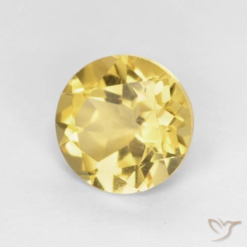 1.86 ct Yellow Citrine Stone, Natural Citrine in Round Facet Shape for Sale