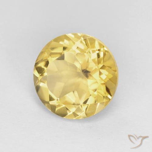 1.91 ct Yellow Citrine Stone, Natural Citrine in Round Facet Shape for Sale