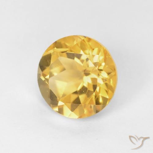 1.73 ct Golden Citrine Stone, Natural Citrine in Round Facet Shape for Sale