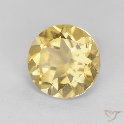 1.86 ct Golden Citrine Stone, Natural Citrine in Round Facet Shape for Sale