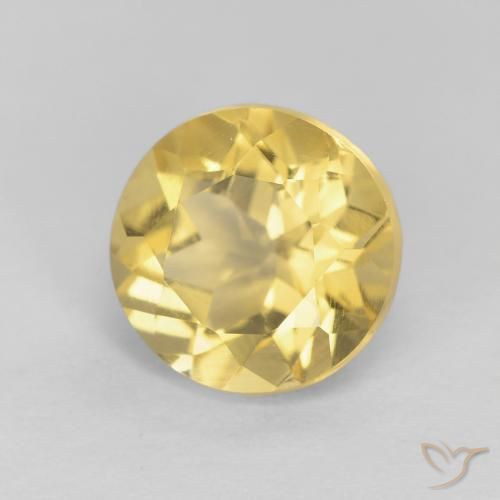 1.84 ct Golden Citrine Stone, Natural Citrine in Round Facet Shape for Sale