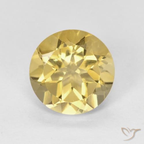 1.79 ct Golden Citrine Gemstone, Citrine Gem in Round Facet Shape for Sale.