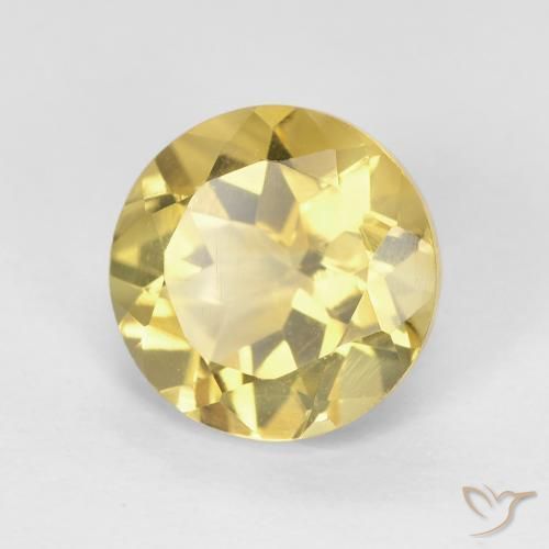 1.94 ct Yellow Citrine Stone, Natural Citrine in Round Facet Shape for Sale