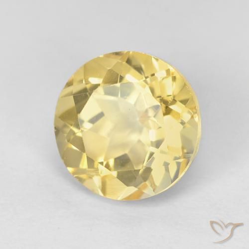 1.96 ct Yellow Citrine Stone, Natural Citrine in Round Facet Shape for Sale