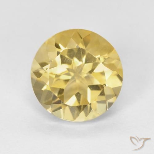 1.94 ct Golden Citrine Gemstone, Citrine Gem in Round Facet Shape for Sale.