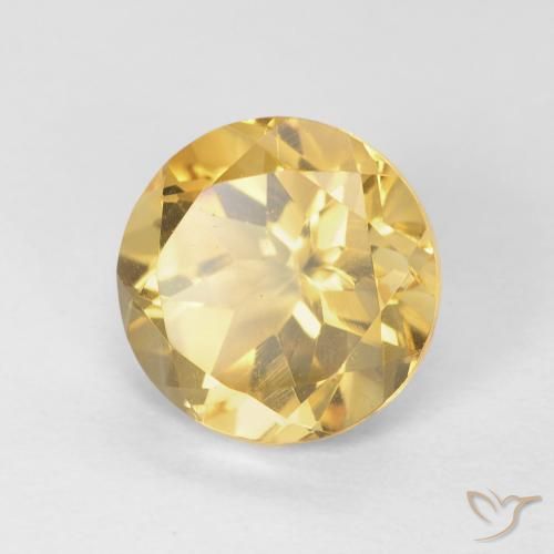 1.82 ct Golden Citrine Stone, Natural Citrine in Round Facet Shape for Sale