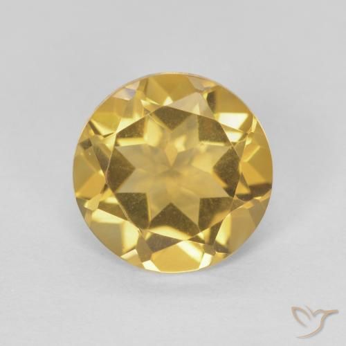1.70ct Natural Medium Golden Citrine, Round, VVS