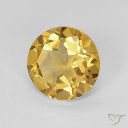 1.70 ct Golden Citrine Stone, Natural Citrine in Round Facet Shape for Sale