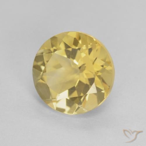 1.87 ct Golden Citrine Stone, Natural Citrine in Round Facet Shape for Sale