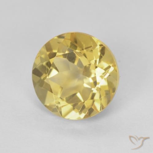 1.96 ct Golden Citrine Stone, Natural Citrine in Round Facet Shape for Sale