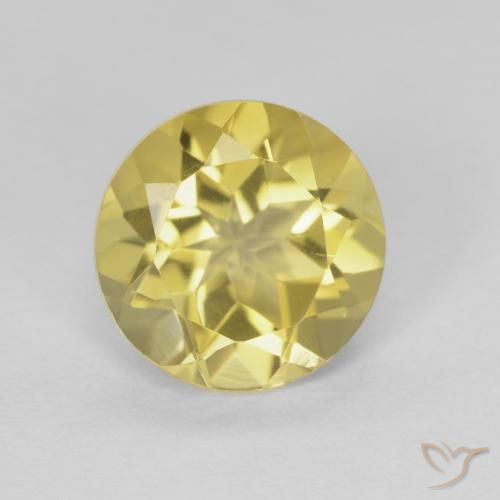 1.86 ct Golden Citrine Gemstone, Citrine Gem in Round Facet Shape for Sale.