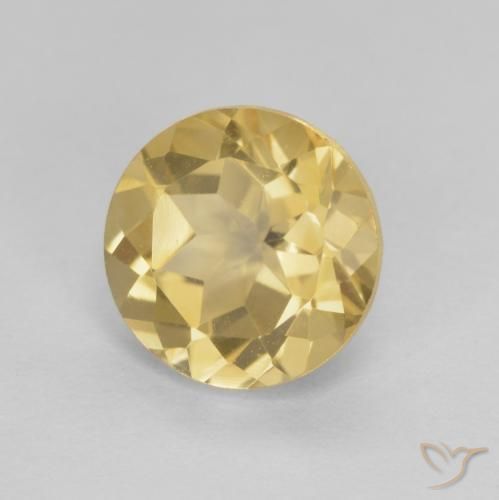 1.84 ct Golden Citrine Stone, Natural Citrine in Round Facet Shape for Sale