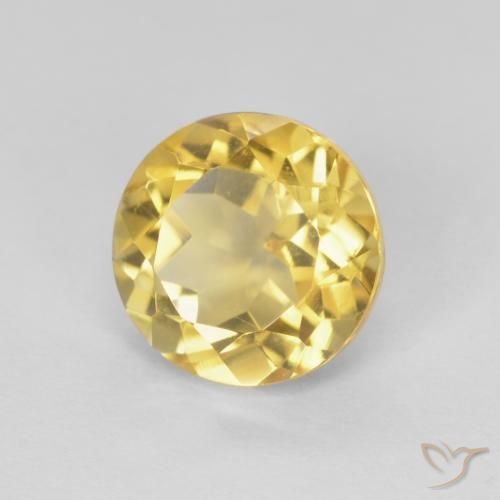 1.86 ct Golden Citrine Stone, Natural Citrine in Round Facet Shape for Sale