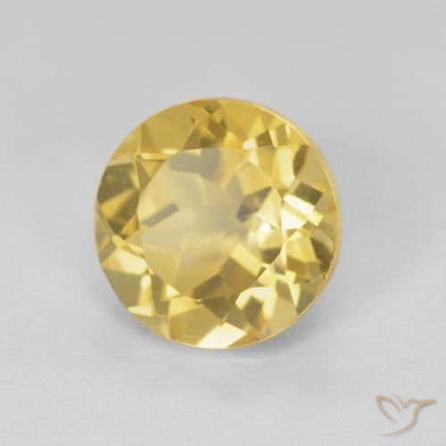 1.97 ct Yellow Citrine Stone, Natural Citrine in Round Facet Shape for Sale