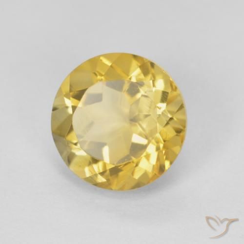 1.89 ct Yellow Citrine Stone, Natural Citrine in Round Facet Shape for Sale