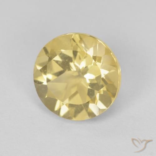 1.88 ct Yellow Citrine Stone, Natural Citrine in Round Facet Shape for Sale