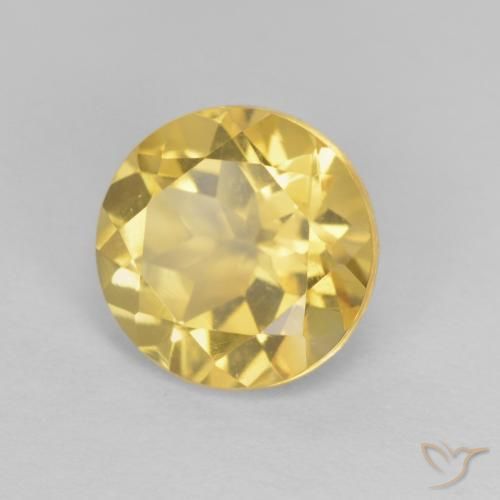 2.00 ct Yellow Citrine Stone, Natural Citrine in Round Facet Shape for Sale