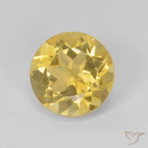 1.96 ct Golden Citrine Gemstone, Citrine Gem in Round Facet Shape for Sale.