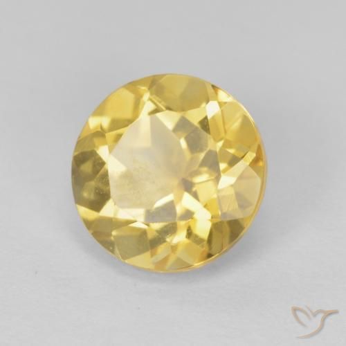 1.96 ct Golden Citrine Stone, Natural Citrine in Round Facet Shape for Sale