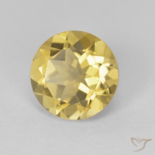 1.97 ct Yellow Citrine Stone, Natural Citrine in Round Facet Shape for Sale