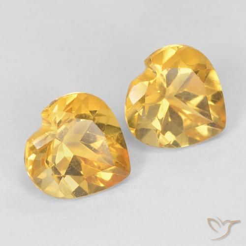 1.46 ctw Golden Citrine Stones, Natural Citrine in Heart Facet Shape for Sale