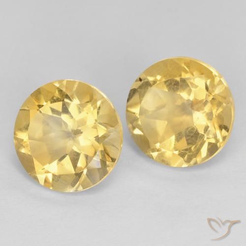 3.52 ctw Golden Citrine Stones, Natural Citrine in Round Facet Shape for Sale