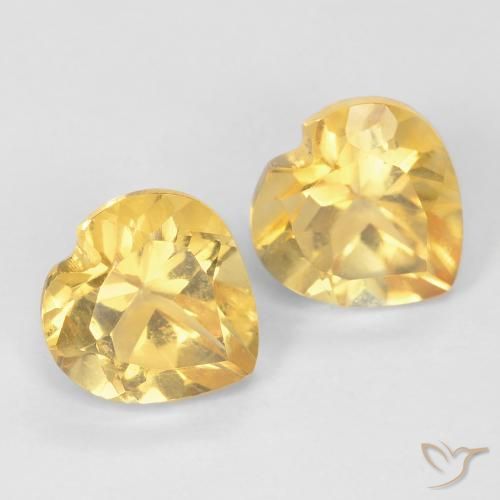 1.59 ctw Golden Citrine Stones, Natural Citrine in Heart Facet Shape for Sale
