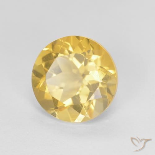 1.81 ct Yellow Citrine Stone, Natural Citrine in Round Facet Shape for Sale