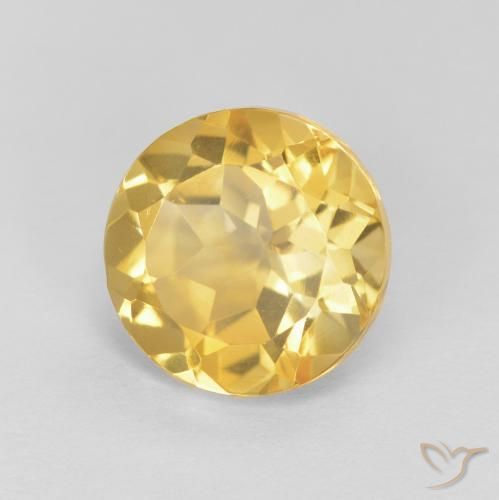 2.05 ct Yellow Citrine Stone, Natural Citrine in Round Facet Shape for Sale